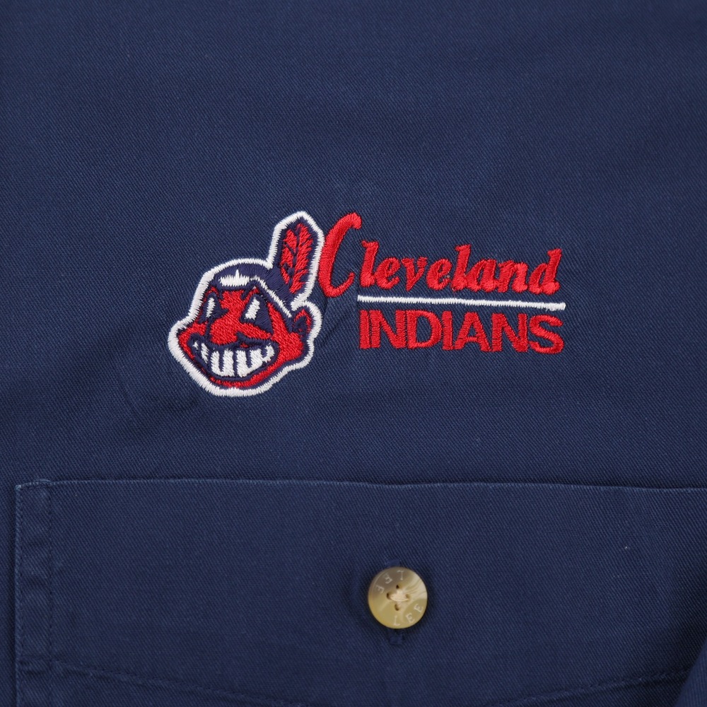 Lee Casual Collection Mens XL Navy Blue Cleveland Indians Button Down Shirt MLB - Picture 3 of 8
